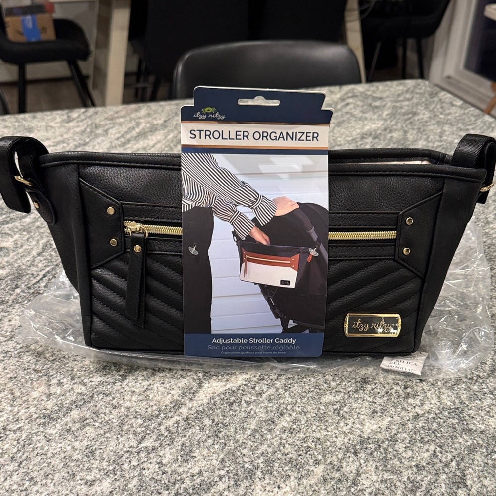 Itzy Ritzy Black Stroller Organizer with Gold Accents